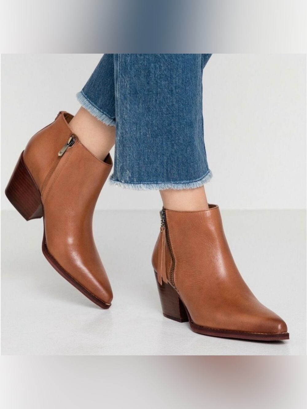 NIB Sam Edelman Walden Leather Double Zip Bootie - Color: Whiskey